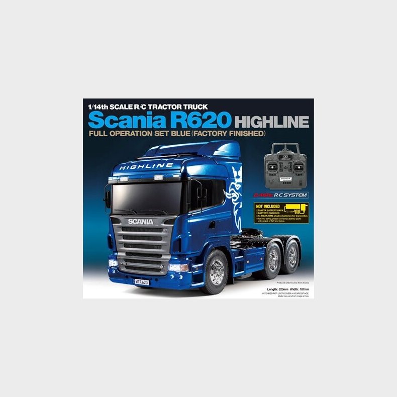 Tamiya - Rc Scania R620 Blue Full Option Fjernstyret Lastbil - 1:14 - 23674