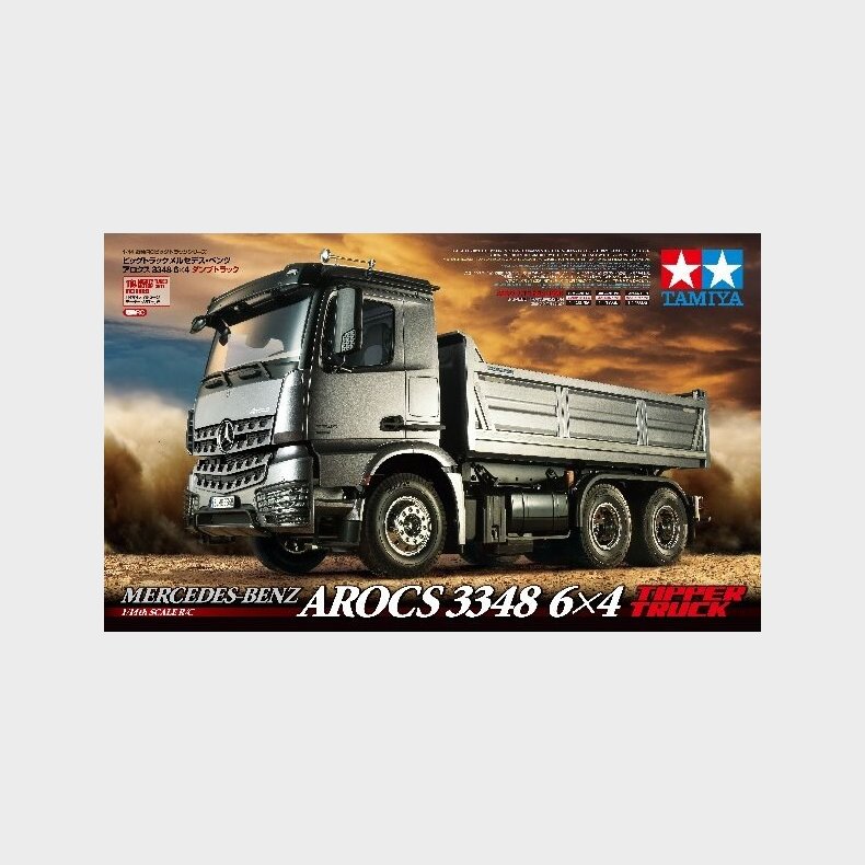 Tamiya - Rc Mercedes Arocs 3348 Tipper Truck Fjernstyret Lastbil Byggest - 1:14 - 56357