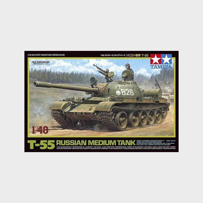 Tamiya - T-55 Russian Medium Tank Byggest - 1:48 - 32598