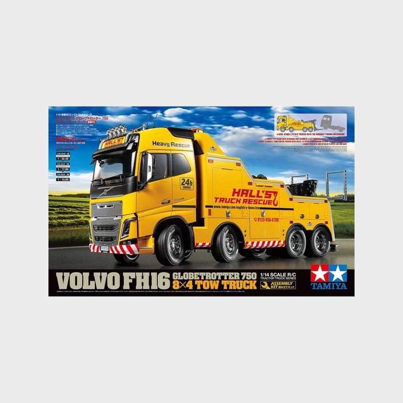 Tamiya - Rc Volvo Fh16 Tow Truck 8x4 Globetrotter 750 Fjernstyret Lastbil Byggest - 1:14 - 56362