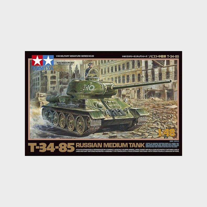 Tamiya - T-34-85 Russian Medium Tank Byggest - 1:48 - 32599