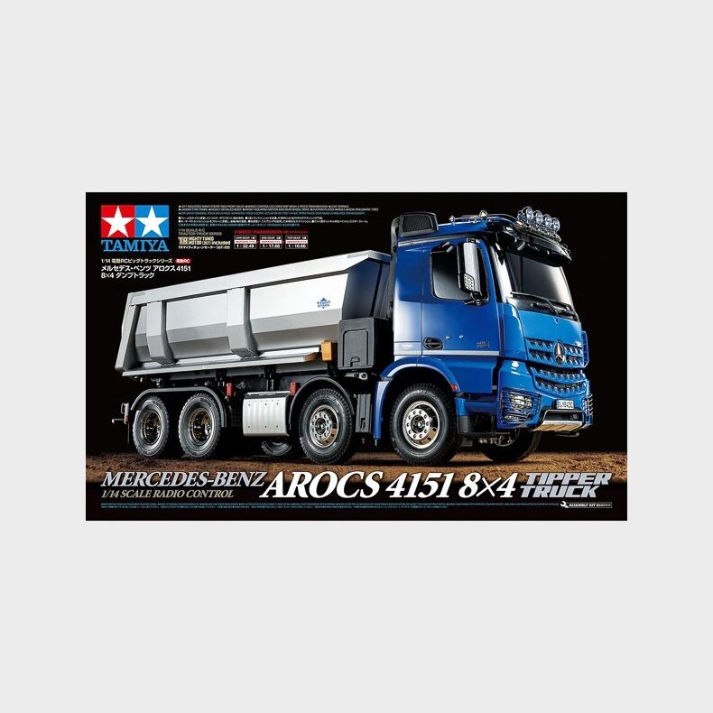 Tamiya - Rc Mercedes Arocs 4151 8x4 Tipper Truck Fjernstyret Lastbil Byggest - 1:14 - 56366