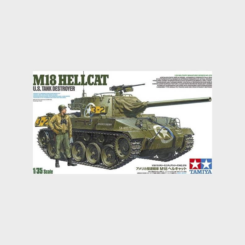Tamiya - M18 Hellcat U.s. Tank Destroyer Byggest - 1:35 - 35376