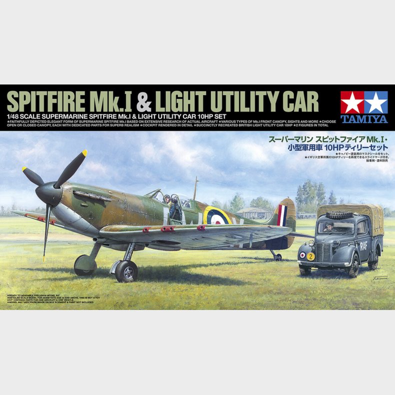 Tamiya - Spitfire Mk.i &amp; British Light Utility Car 10hp Byggest - 1:48 - 25211