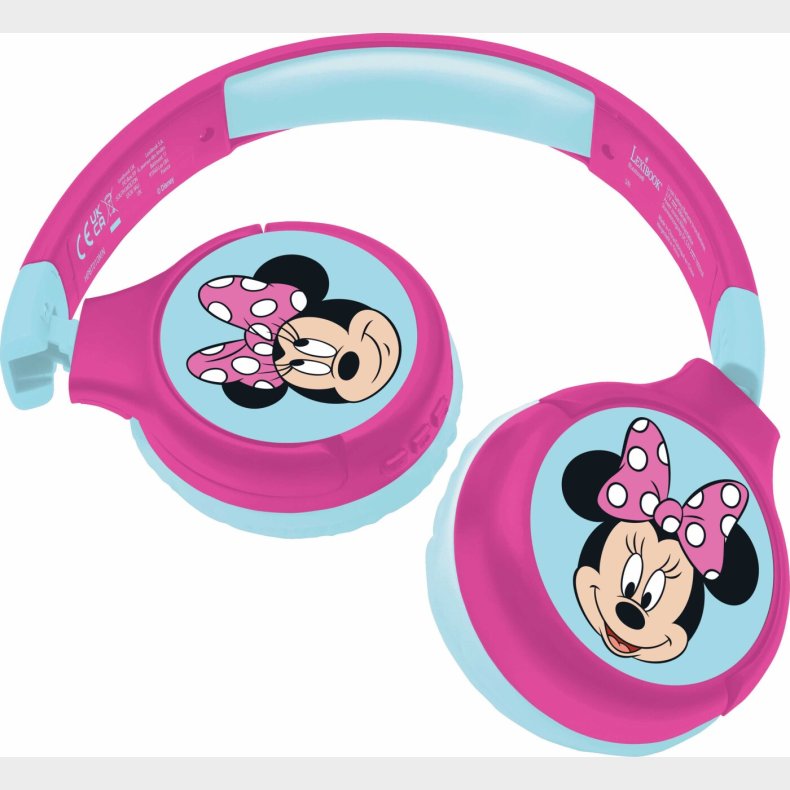 Disney - Trdlse Hretelefoner Til Brn - Minnie Mouse - 2 I 1 Foldbare Hovedtelefoner