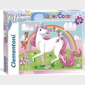 Enhjrning Puslespil - Unicorns - Color - Clementoni - 104 Brikker