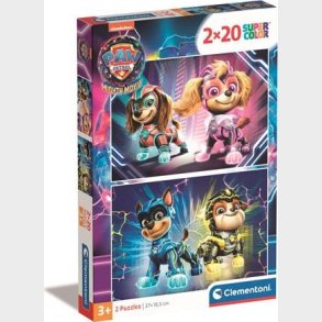 Paw Patrol Puslespil - Mighty Movie - Color - Clementoni - 2x20 Brikker