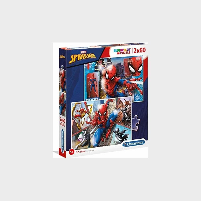 Spider-man Puslespil - Marvel - Color - Clementoni - 2x60 Brikker