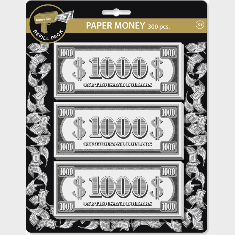 Lege Pengesedler Til Penge Pistol - 300 Stk - Pocket Money