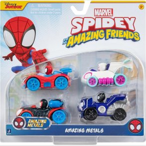 Spidey Legetj - Amazing Metals Biler - 4 Stk