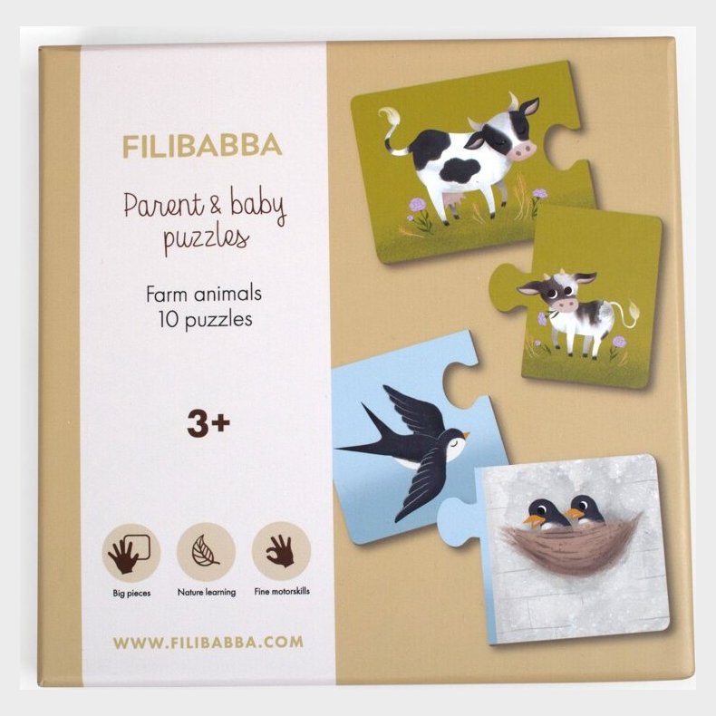 Puslespil Med Dyr - Bondegrdsdyr - Filibabba - 10 Stk