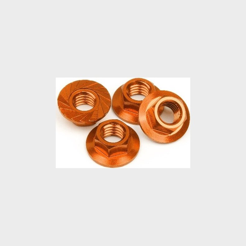 Serrated Flange Nut M4 (orange/4pcs) - Hp87267 - Hpi Racing