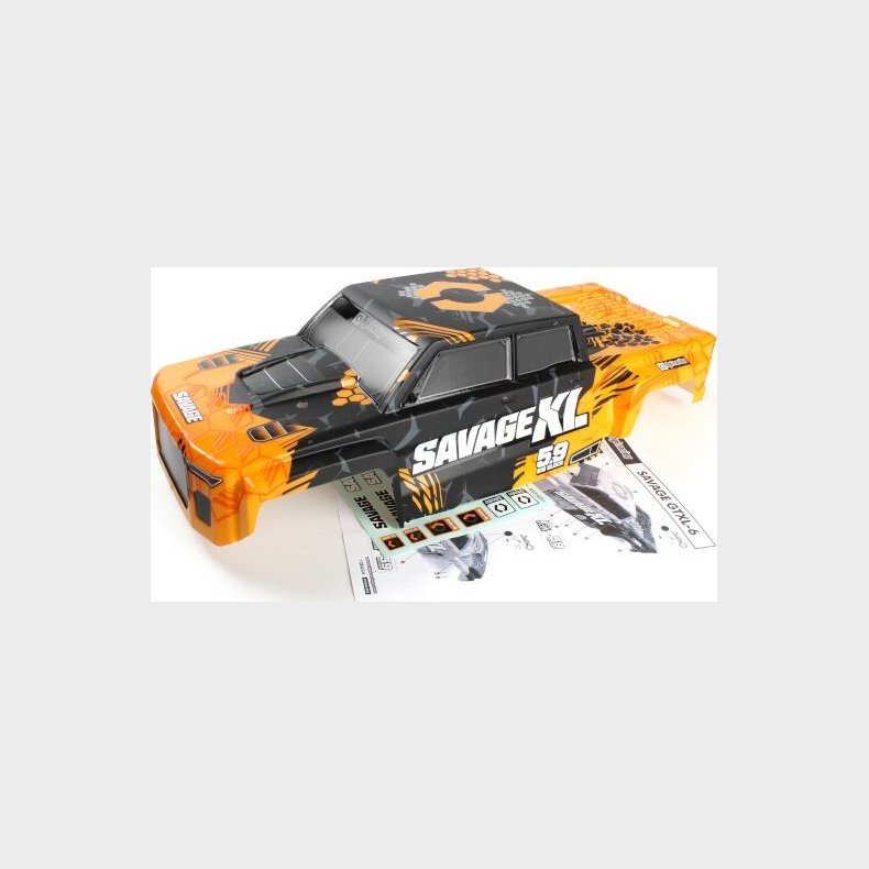 Gtxl-6 Kingcab Painted Truck Body (orange/black) - Hp160107 - Hpi Racing