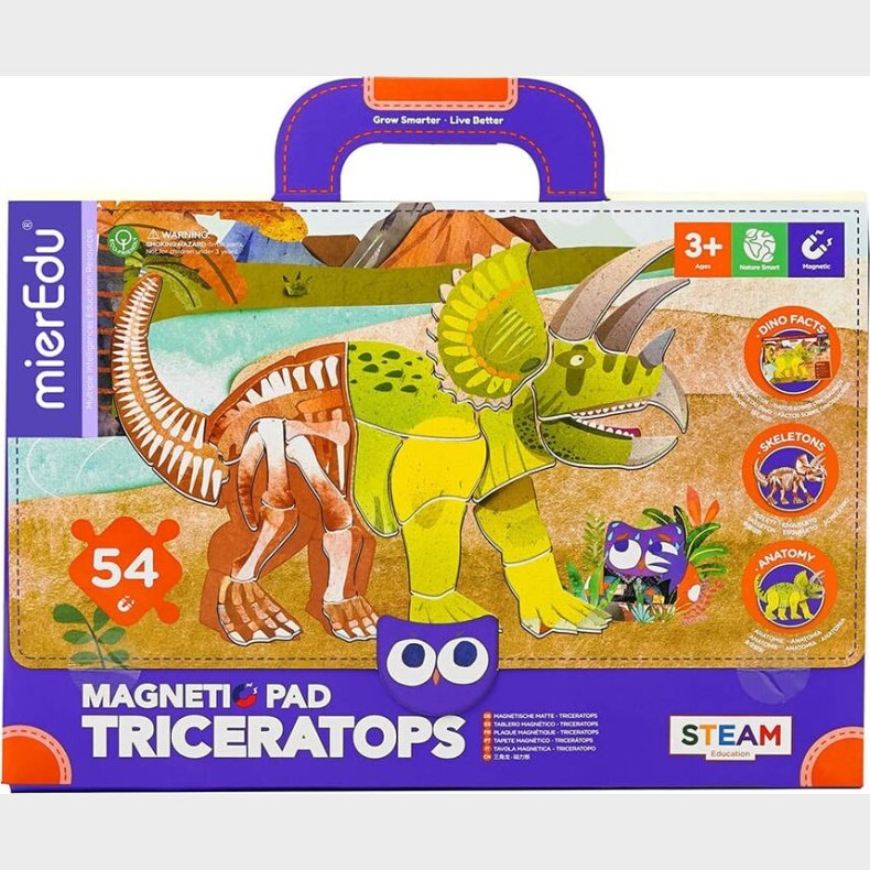 Magnetisk Legetj Med Tavle - Triceratops - Mieredu
