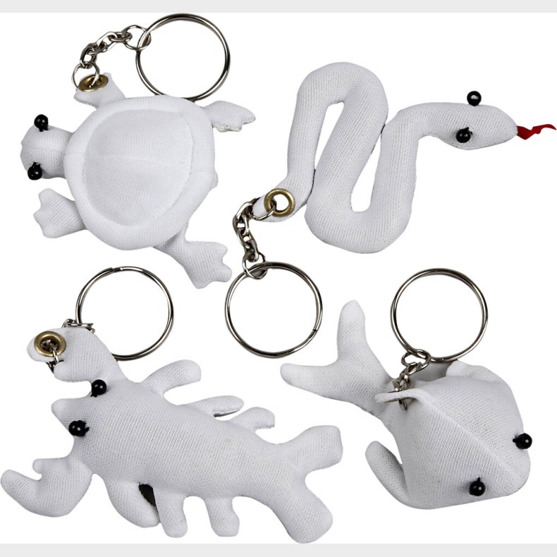 Stoffigurer Med Nglering - Str. 4-8 Cm - Hvid - 4 Stk.