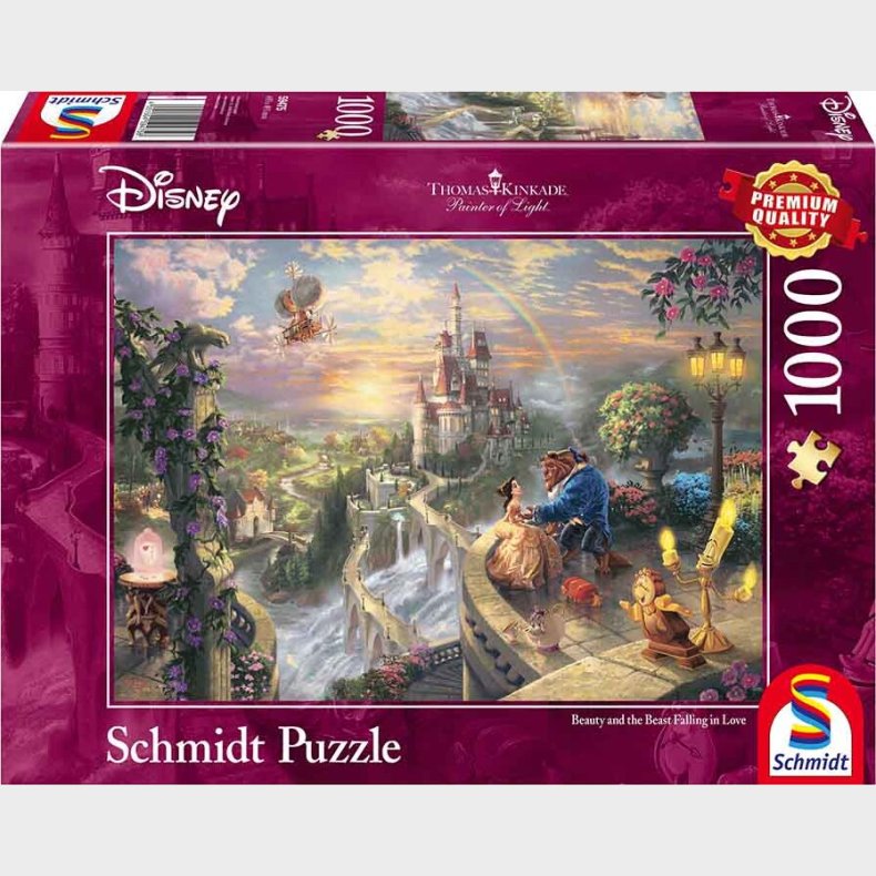 Disney Puslespil - Thomas Kinkade - Sknheden Og Udyret - 1000 Brikker - Schmidt