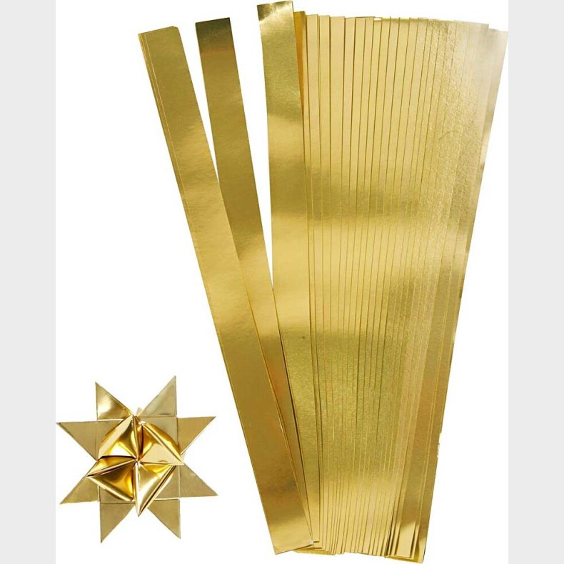 Stjernestrimler - L 45 Cm - B 10 Mm -  4,5 Cm - Guld - 100 Strimler