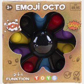 Fidget Legetj - 2-i-1 Emoji Octo Fidget Spinner Og Pop It