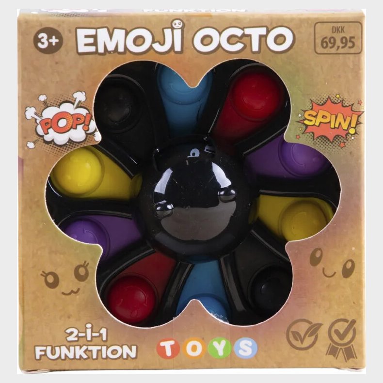 Fidget Legetj - 2-i-1 Emoji Octo Fidget Spinner Og Pop It