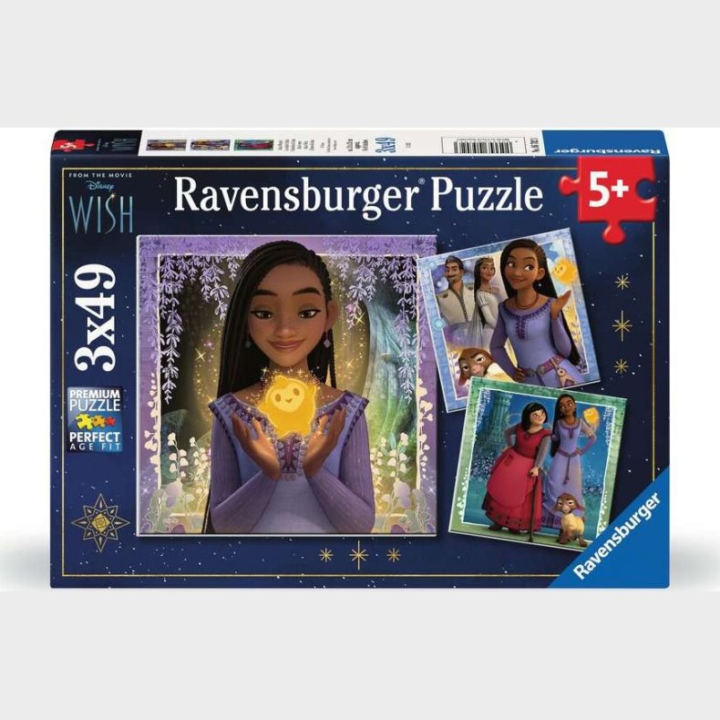 Disney Puslespil - Wish - 3x49 Brikker - Ravensburger