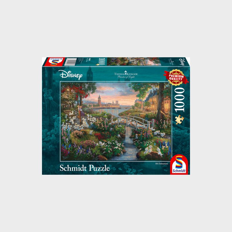 Disney Puslespil - Thomas Kinkade - 101 Dalmatiner - 1000 Brikker - Schmidt