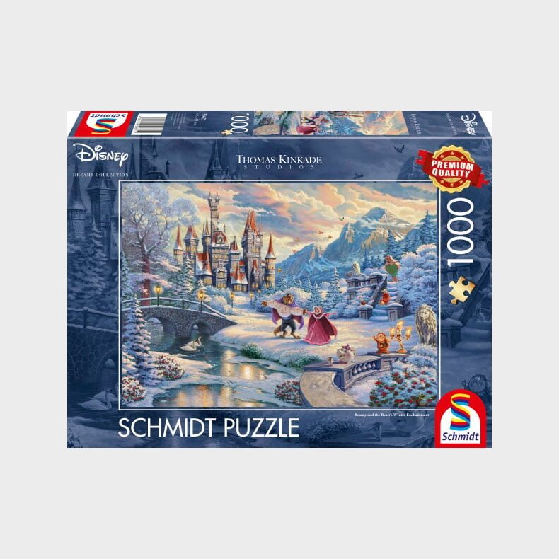 Disney Puslespil - Thomas Kinkade - Sknheden Og Udyret - 1000 Brikker - Schmidt