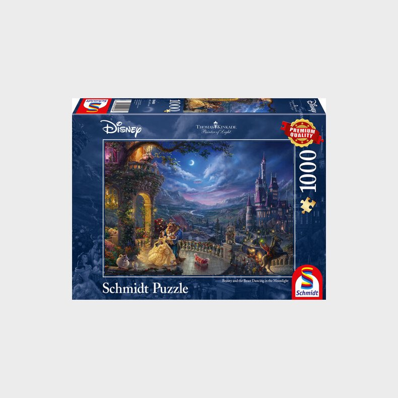 Disney Puslespil - Thomas Kinkade - Sknheden Og Udyret - 1000 Brikker - Schmidt