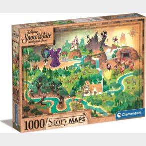 Disney Puslespil - Snehvide - Story Maps 1000 Brikker - Clementoni