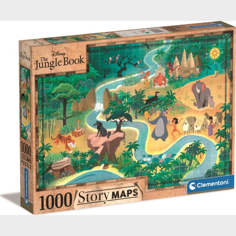 Disney Puslespil - Junglebogen - Story Maps - 1000 Brikker - Clementoni