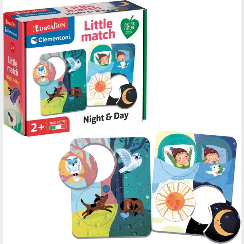 Clementoni Education - Little Match - Night &amp; Day - 6 Mini Puslespil