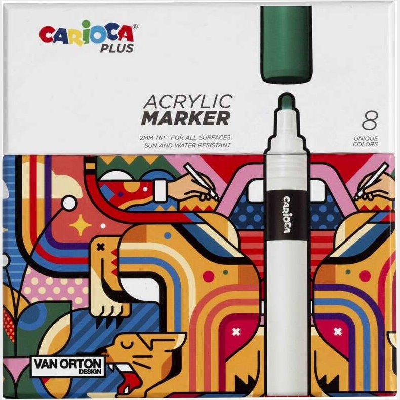 Carioca Plus - Tusser - Acrylic Marker - 8 Farver