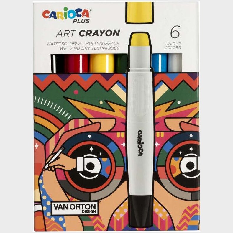 Carioca Plus - Art Crayon - Fedtfarver - Vandoplselige - 6 Farver