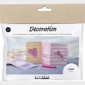 Mini Diy Kit Dekoration - Kager - Pastelgul - Pastellilla - Pastelpink