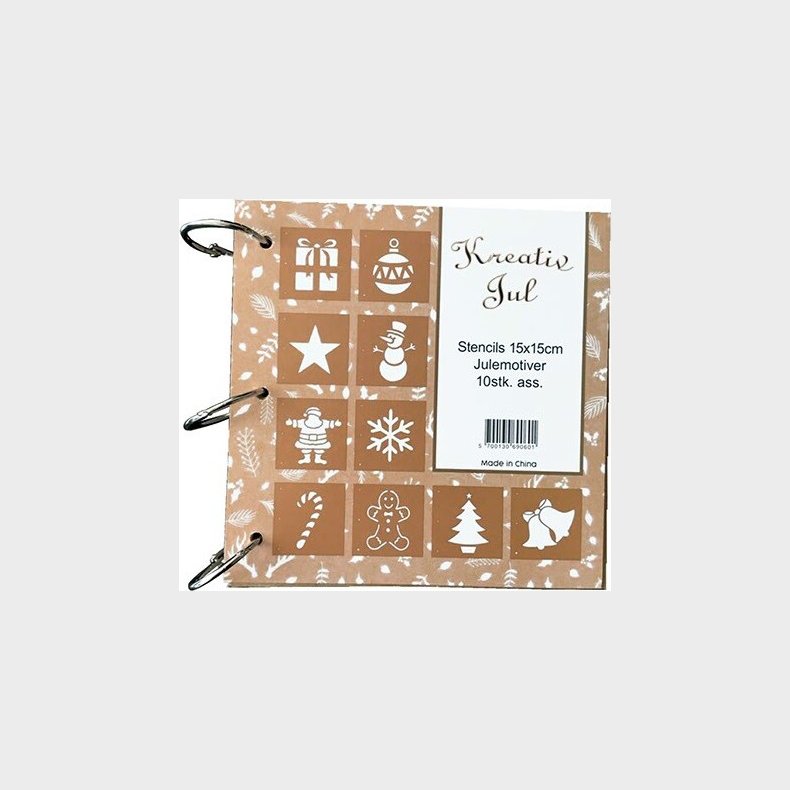 Stencils Julemotiver 15x15cm 10stk. Ass.