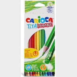 Carioca - Tita Erasable - Farveblyanter Med Viskelder - 12 Farver