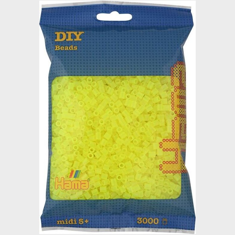 Hama Midi Perler - Neon Gul - 3.000 Stk. - 201-34
