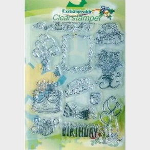 Stempelmotiv 140x180mm Fdselsdag - Hobby Line