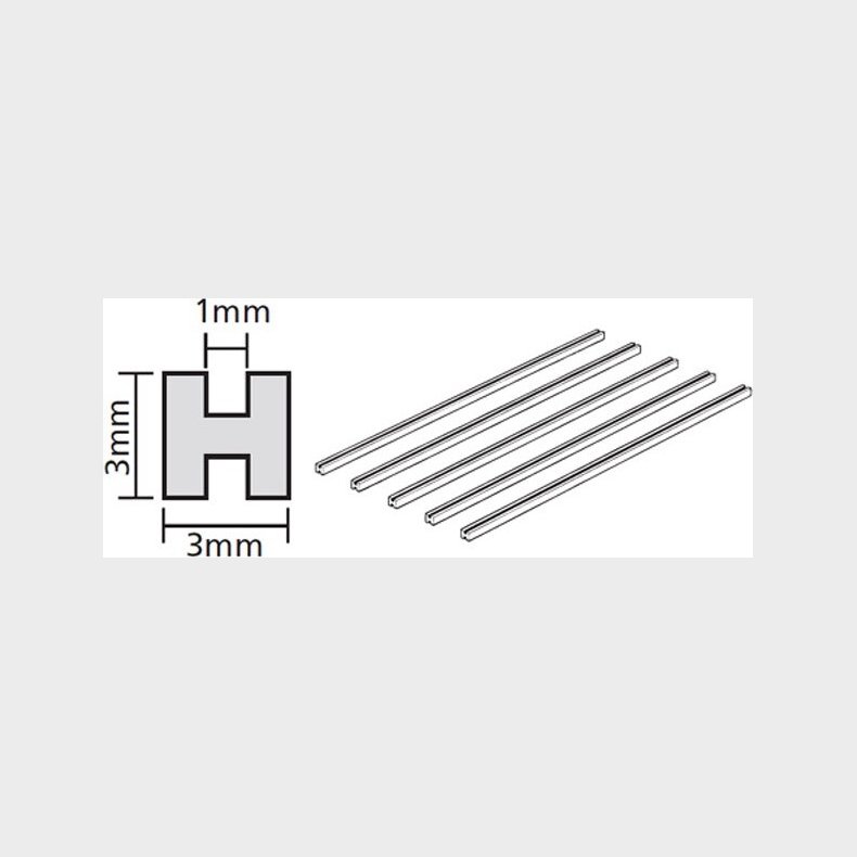 Tamiya - Plastic Beams - Clear - 3 Mm H-shaped - 5 Stk - 70206