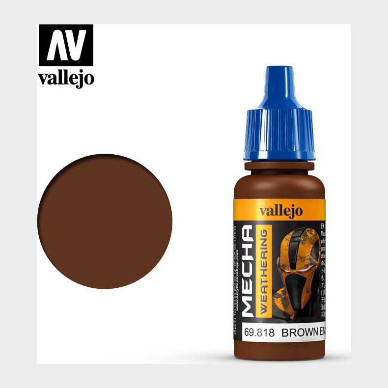 Vallejo - Mecha Weathering - Brown Engine Soot Mat - 17 Ml - 69818