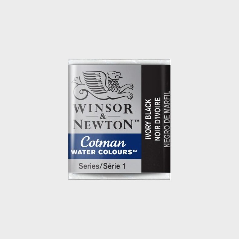 Winsor &amp; Newton - Cotman Watercolour - 1/2 Pan - Elfenben Sort
