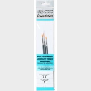 Winsor & Newton - Foundation Brushes - Vandfarve Pensel St - 3 Dele