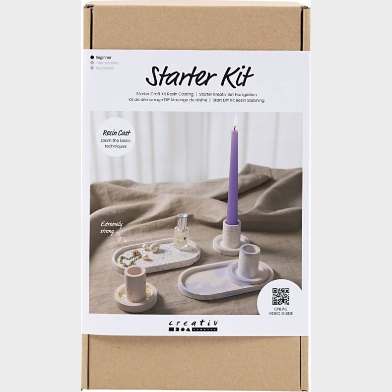 Start Diy Kit Resin Stbning - Lysestager Og Fade - Bl - Lys Pink - Hvid