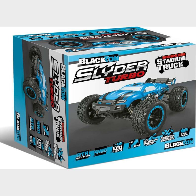 Blackzon - Slyder Turbo Stadium Truck Brushless - Fjernstyret - 1:16 - Bl