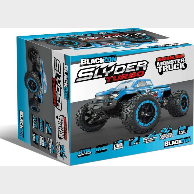 Blackzon - Slyder Turbo Monster Truck Brushless - Fjernstyret - 1:16 - Bl