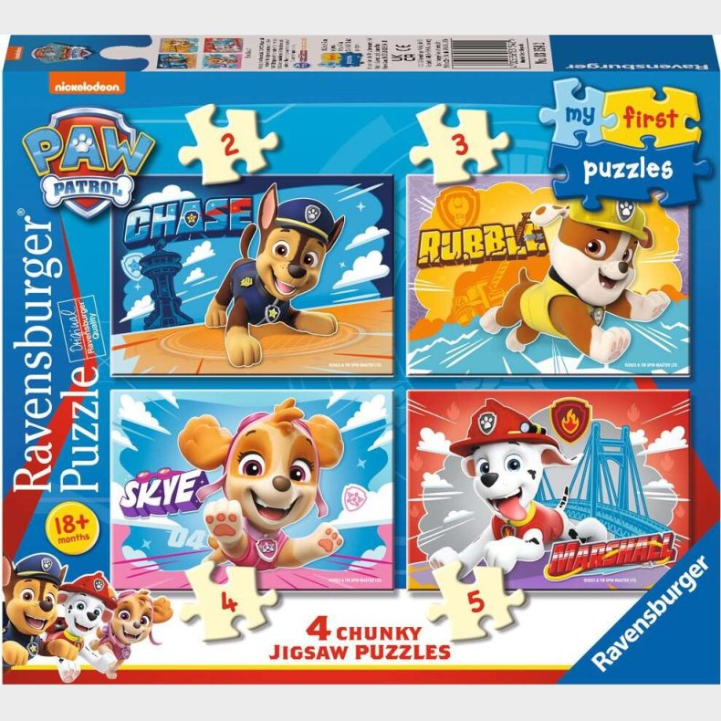 Paw Patrol Puslespil - My First Puslespil - 4 Stk - Ravensburger