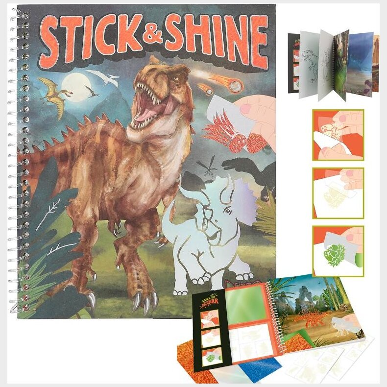 Dino World - Malebog - Stick &amp; Shine - Diverse - Bog