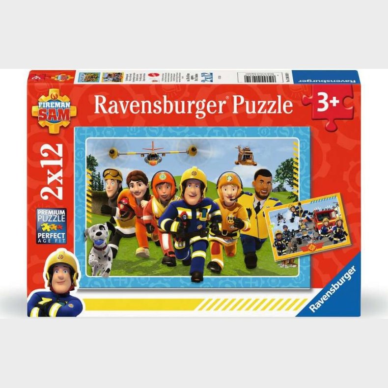 Brandmand Sam Puslespil - 2x12 Brikker - Ravensburger