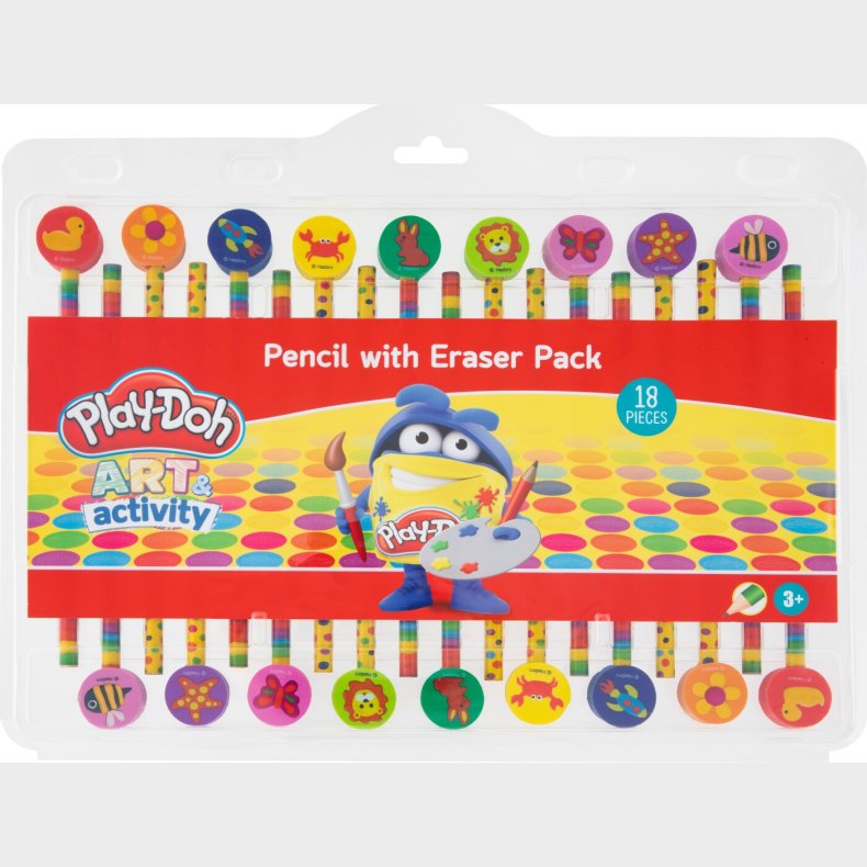 Play-doh - 18 Blyanter &amp; Viskelder