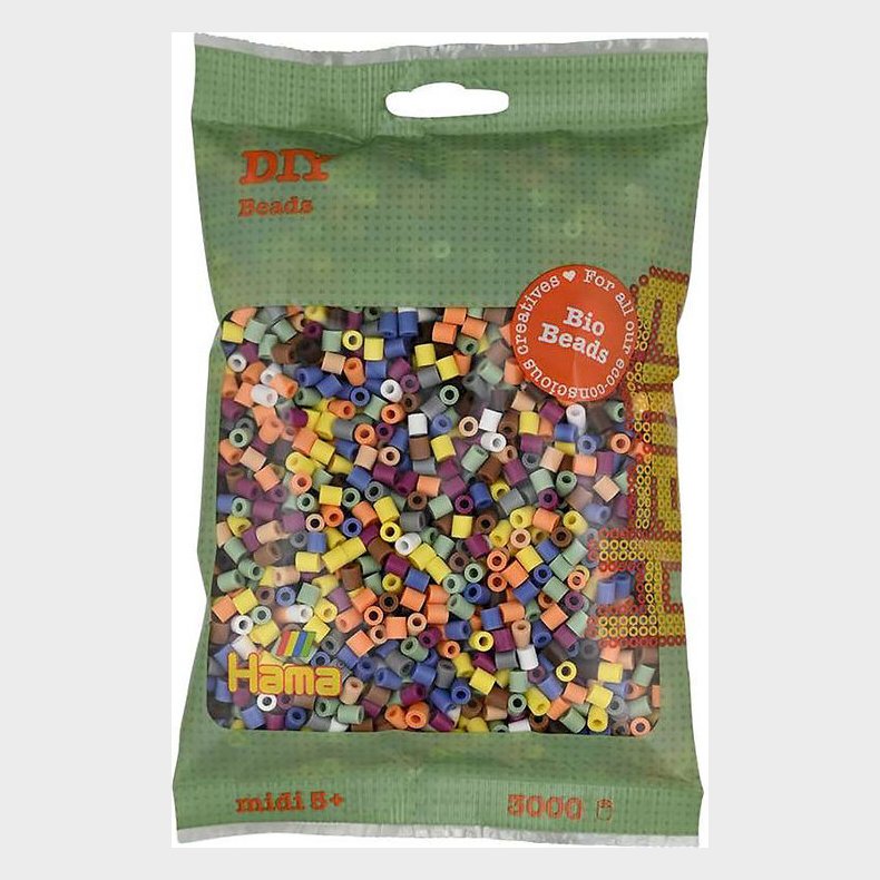 Hama Bio Midi Perler - Mix 197 - 10 Farver - 3.000 Perler - 191-197