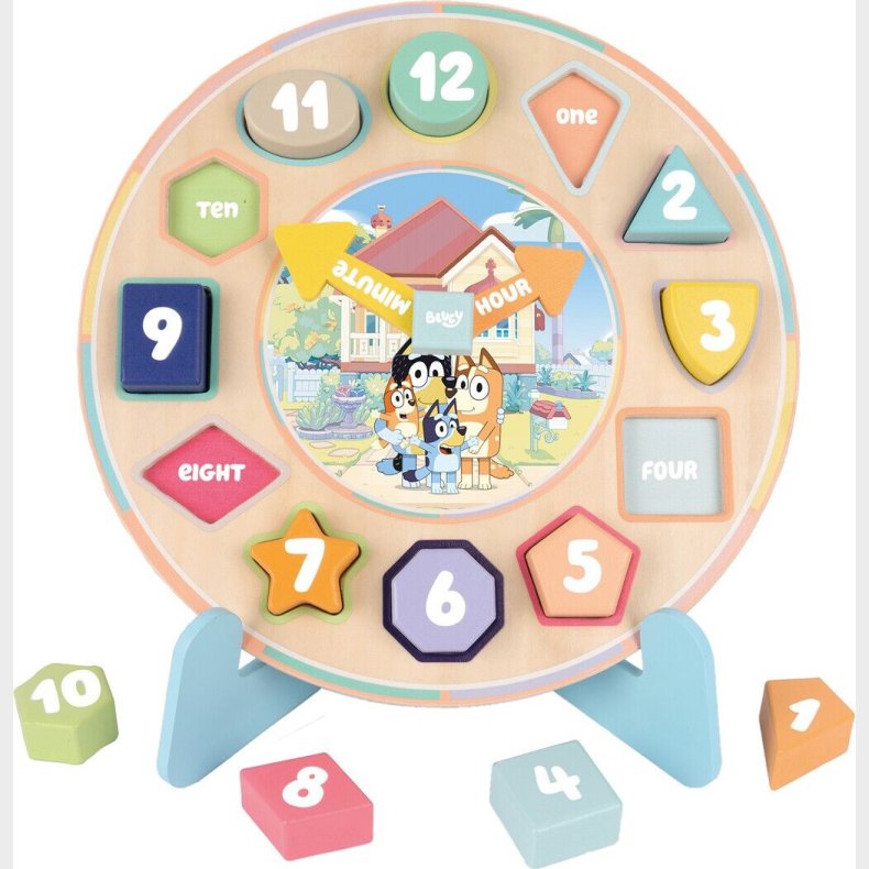 Bluey Puslespil - Lr Klokken Ur - Tr - 12 Brikker